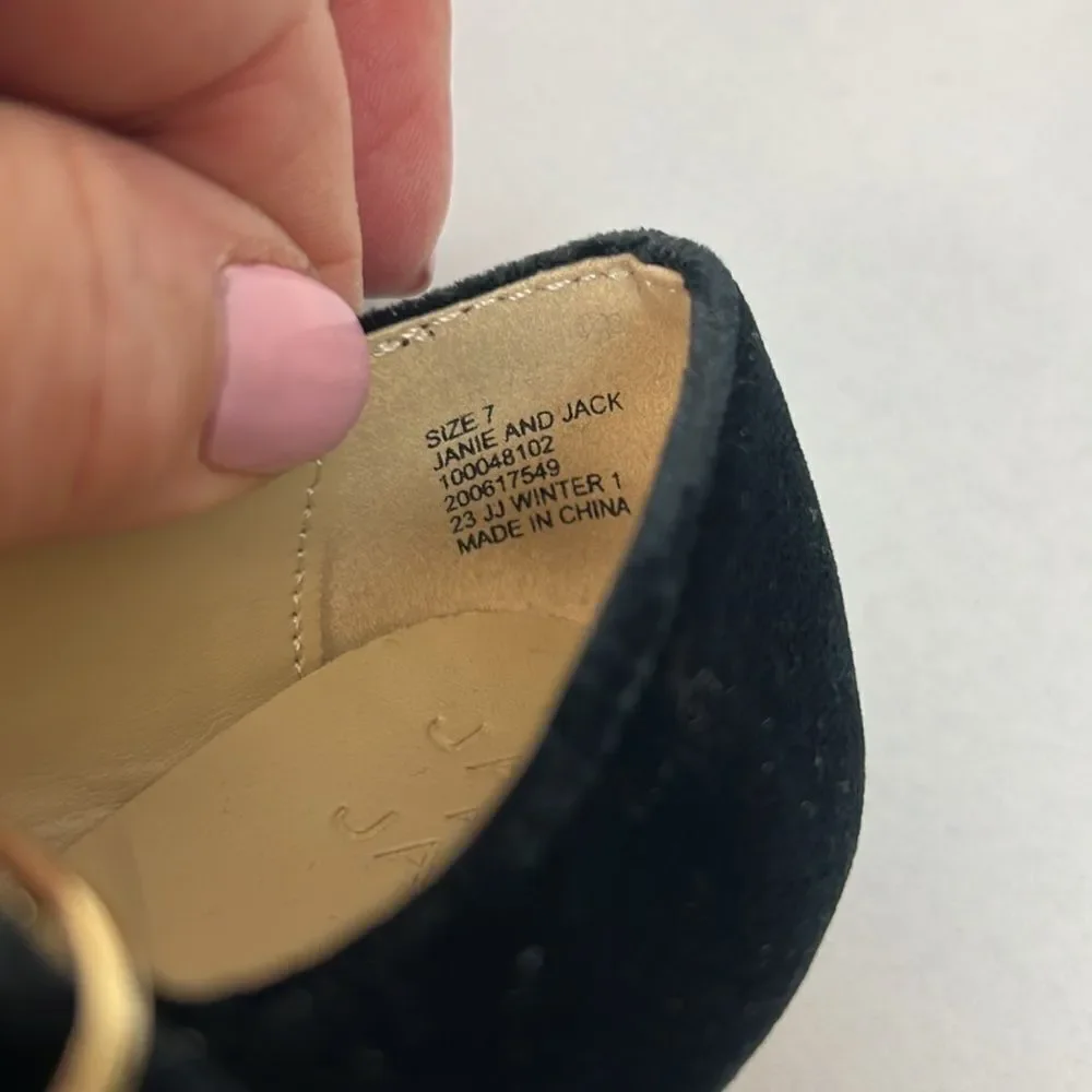 Janie and Jack 100048102 Velvet Bow Ballet Flat Black White Mary Jane NWT